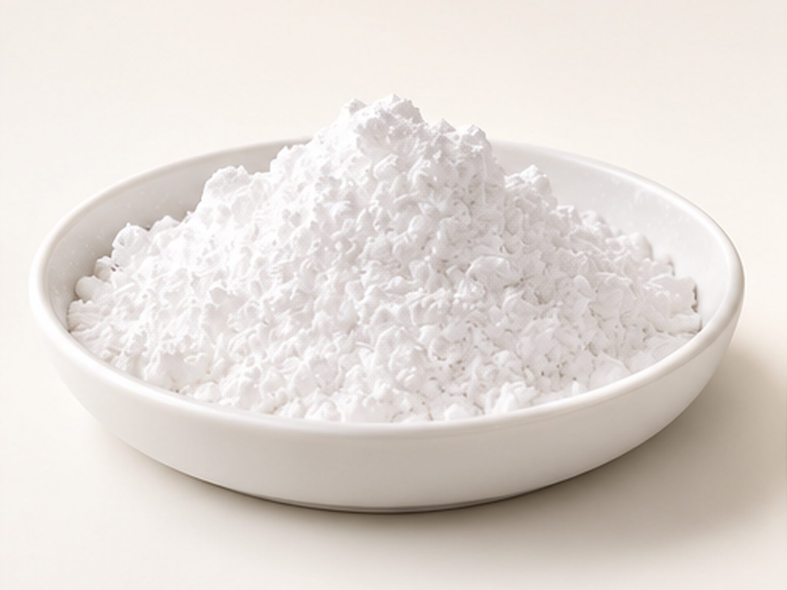 MgVanta USP MgO 99 VHR, magnesium oxide, shown loose in a laboratory dish.