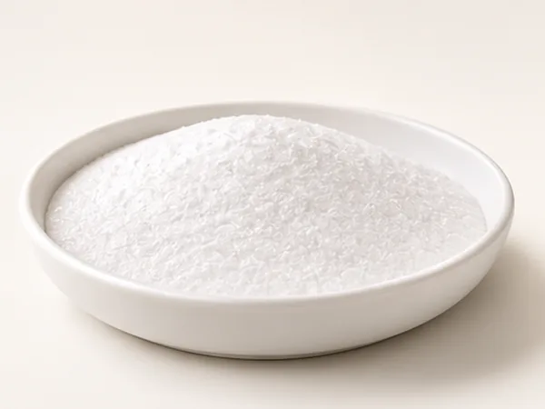 MgVanta USP Mg(OH)2 99 pharmaceutical grade magnesium hydroxide shown loose in a laboratory dish.